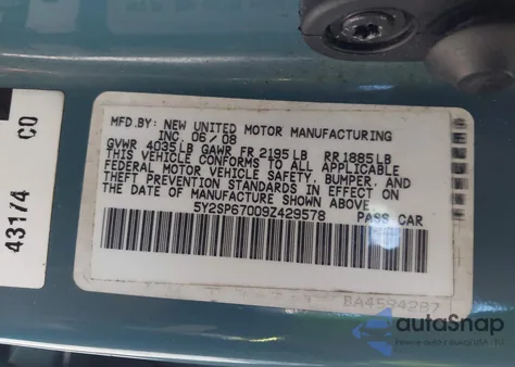 2009 Pontiac Vibe из США, поврежденный, VIN 5Y2SP67009Z429578